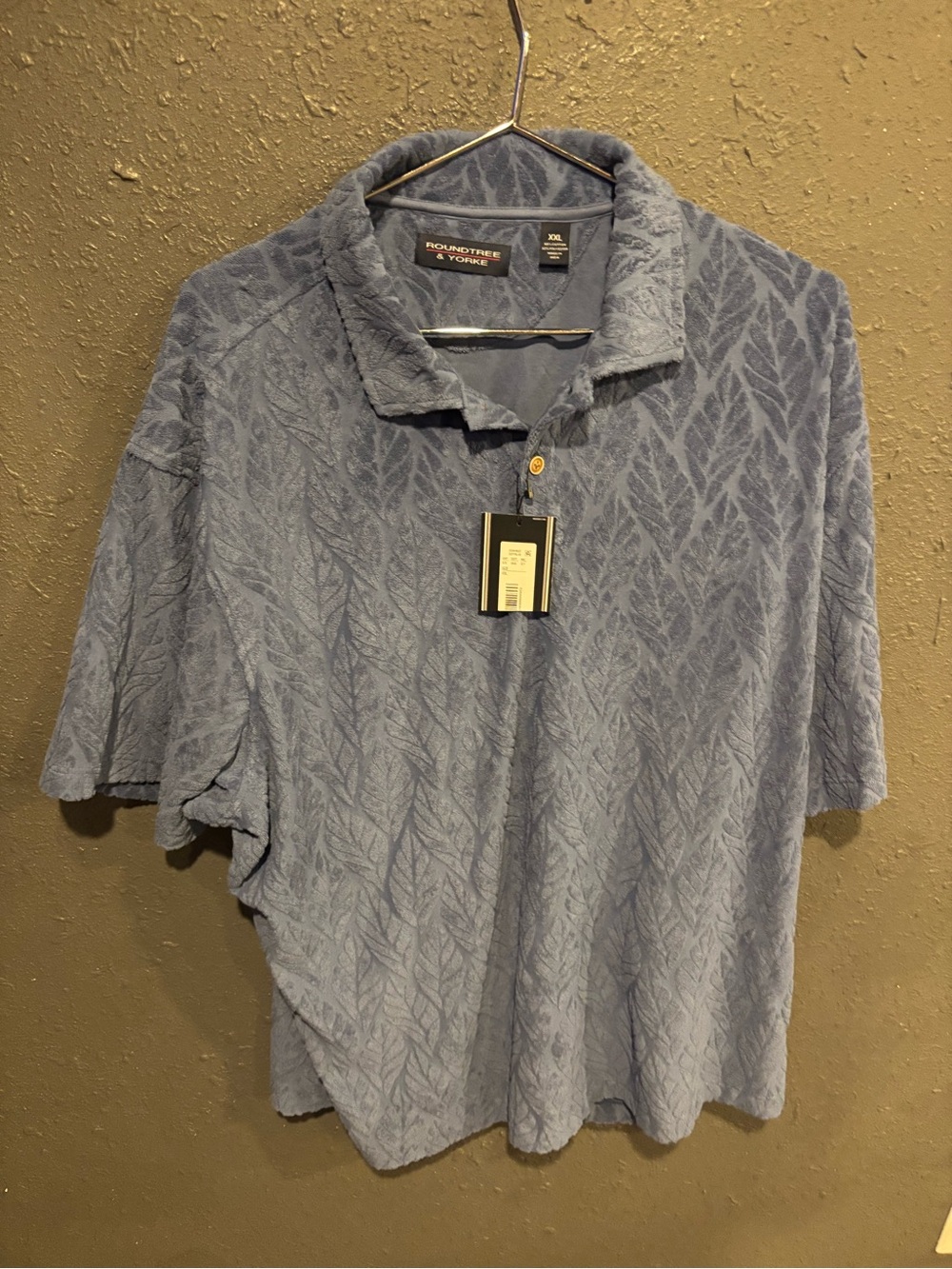 Roundtree & Yorke Men's Blue Textured Polo Shirt